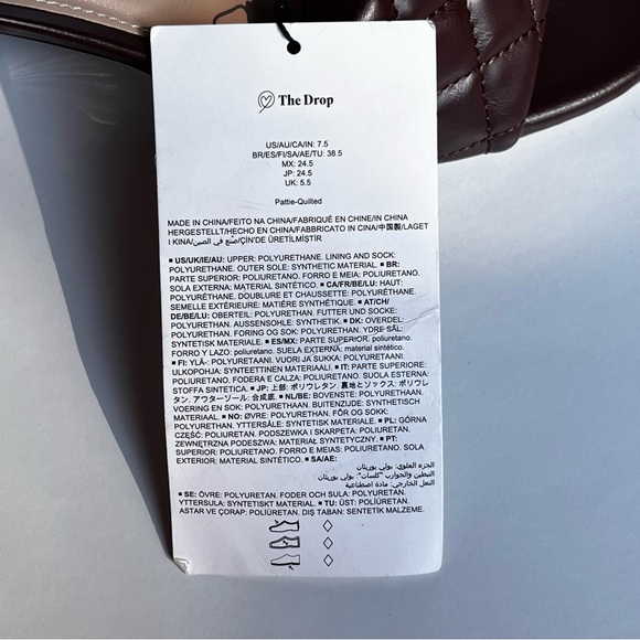 The Drop Quilted Chocolate High Block Heeled Mule Open Toe Sandal Ladies 7.5 - Picture 7 of 10